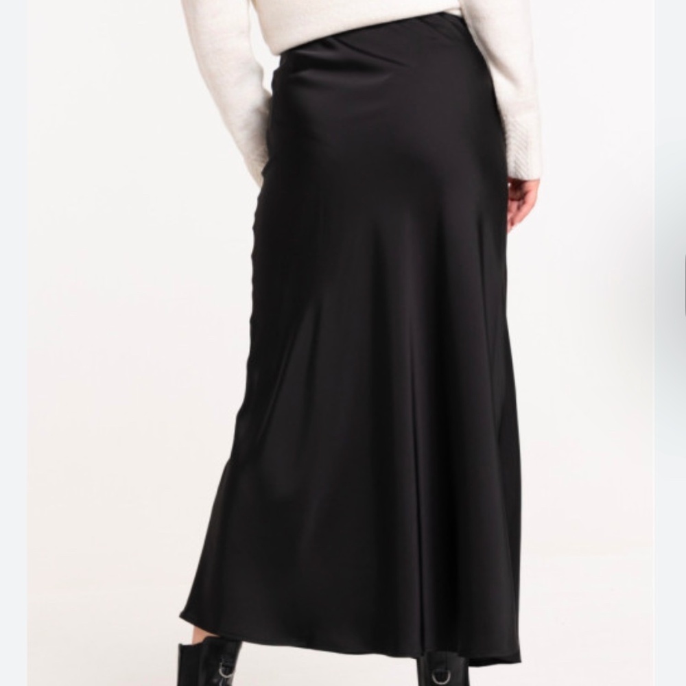 Vintage Y2K Maxi Skirt Formal Satin Dark Romantic Goth Size 9/10, Black